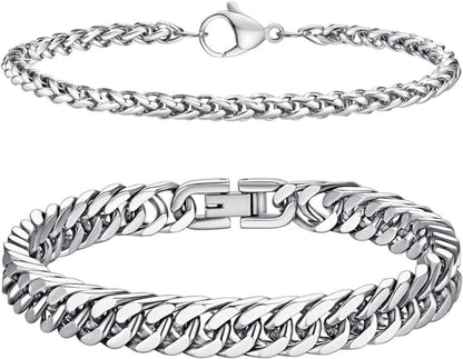 LOCCY Silber Edelstahl Herren Panzerkette Armband 4/6mm