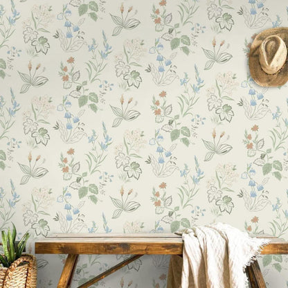 Selbstklebende Blumentapete Beige 39cm×10m Wasserfest