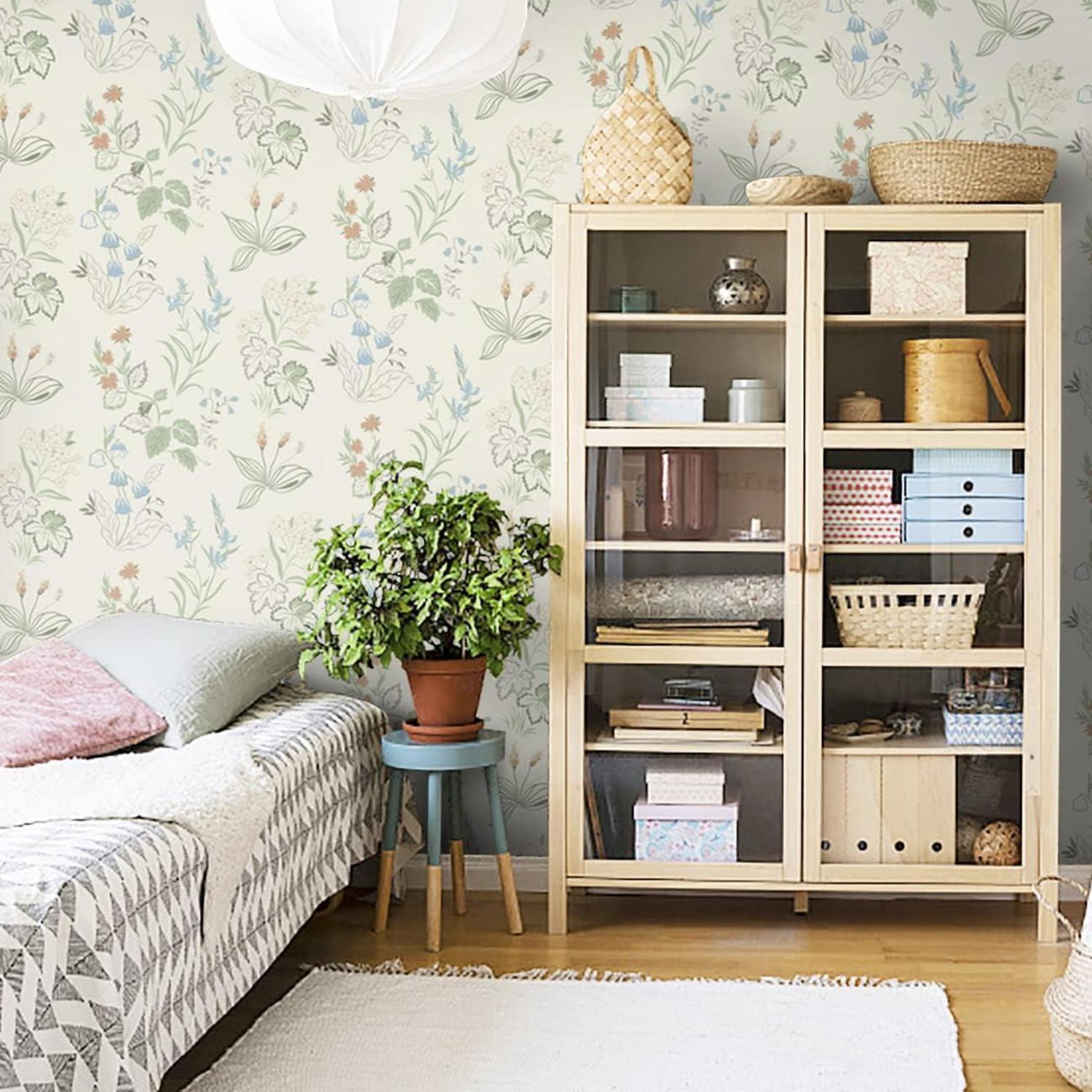 Selbstklebende Blumentapete Beige 39cm×10m - Wasserfest & Dekorativ
