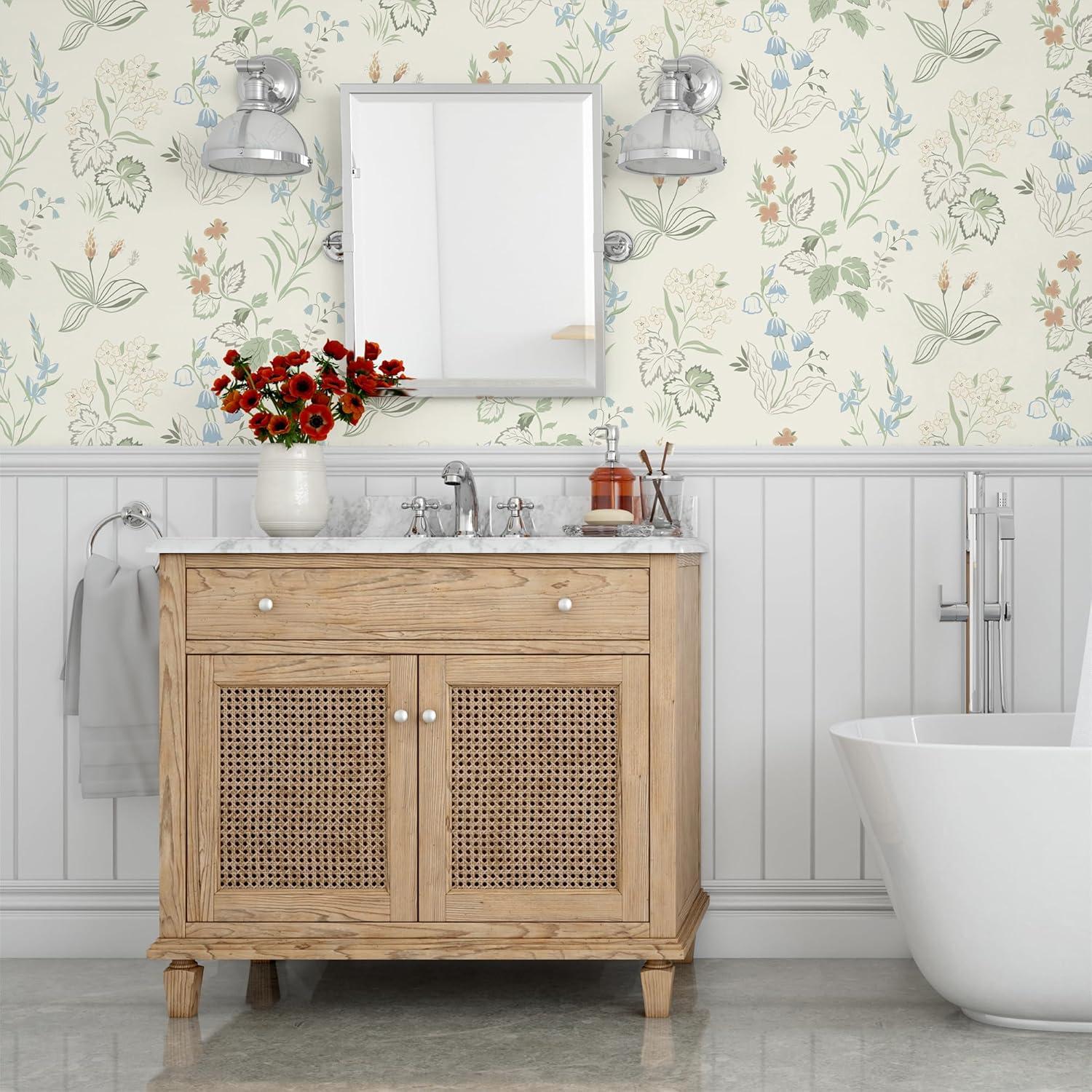 Selbstklebende Blumentapete Beige 39cm×10m - Wasserfest & Dekorativ
