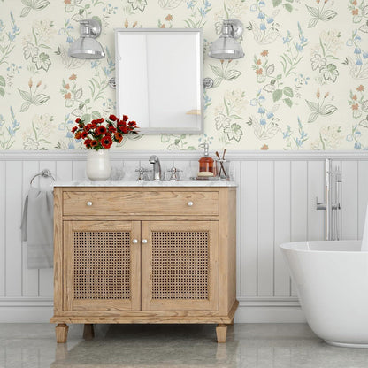 Selbstklebende Blumentapete Beige 39cm×10m - Wasserfest & Dekorativ