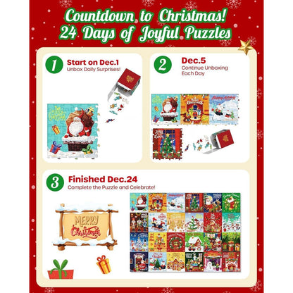 D-FantiX Puzzle Adventskalender Weihnachtspuzzle für Kinder