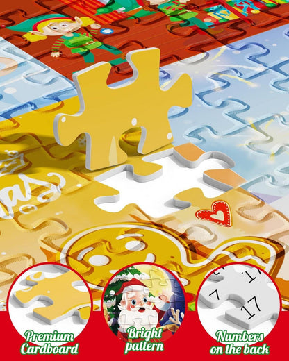 D-FantiX Weihnachtspuzzle Adventskalender 1008 Teile für Kinder und Erwachsene