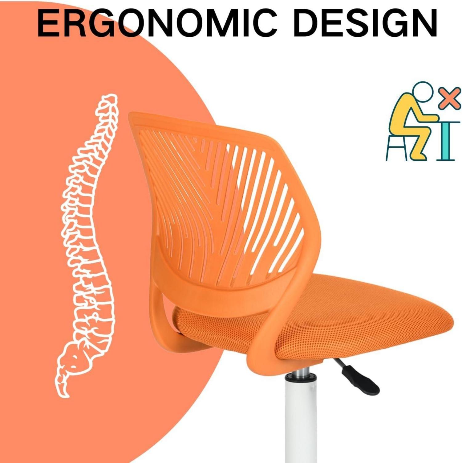 Ergonomischer Bürostuhl Schreibtischstuhl Orange Stoffsitz Homy Casa