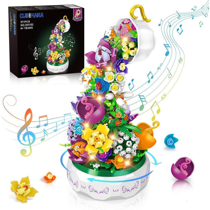 Blumen Spieluhr Bausatz mit LED Licht - 571 Teile_rotierende