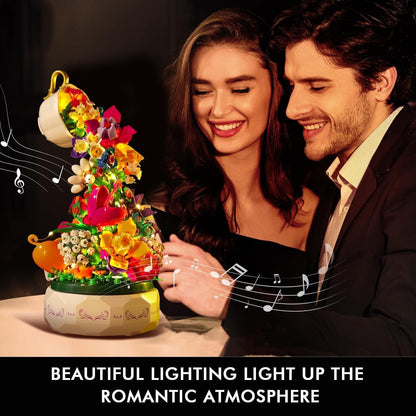 Blumen Spieluhr Bausatz mit LED Licht - 571 Teile_rotierende