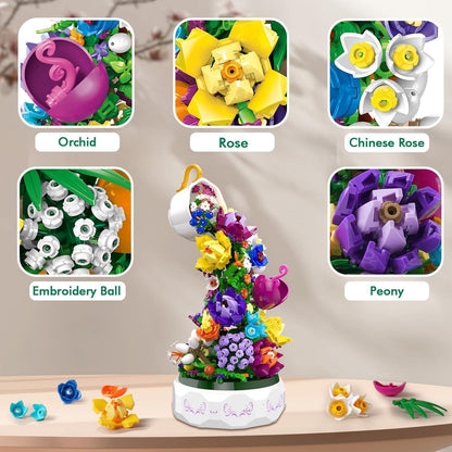 Blumen Spieluhr Bausatz mit LED Licht - 571 Teile_rotierende