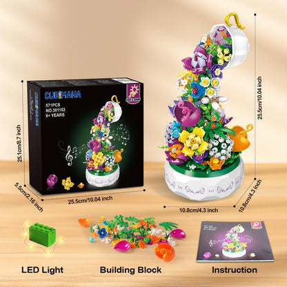 Blumen Spieluhr Bausatz mit LED Licht - 571 Teile_rotierende