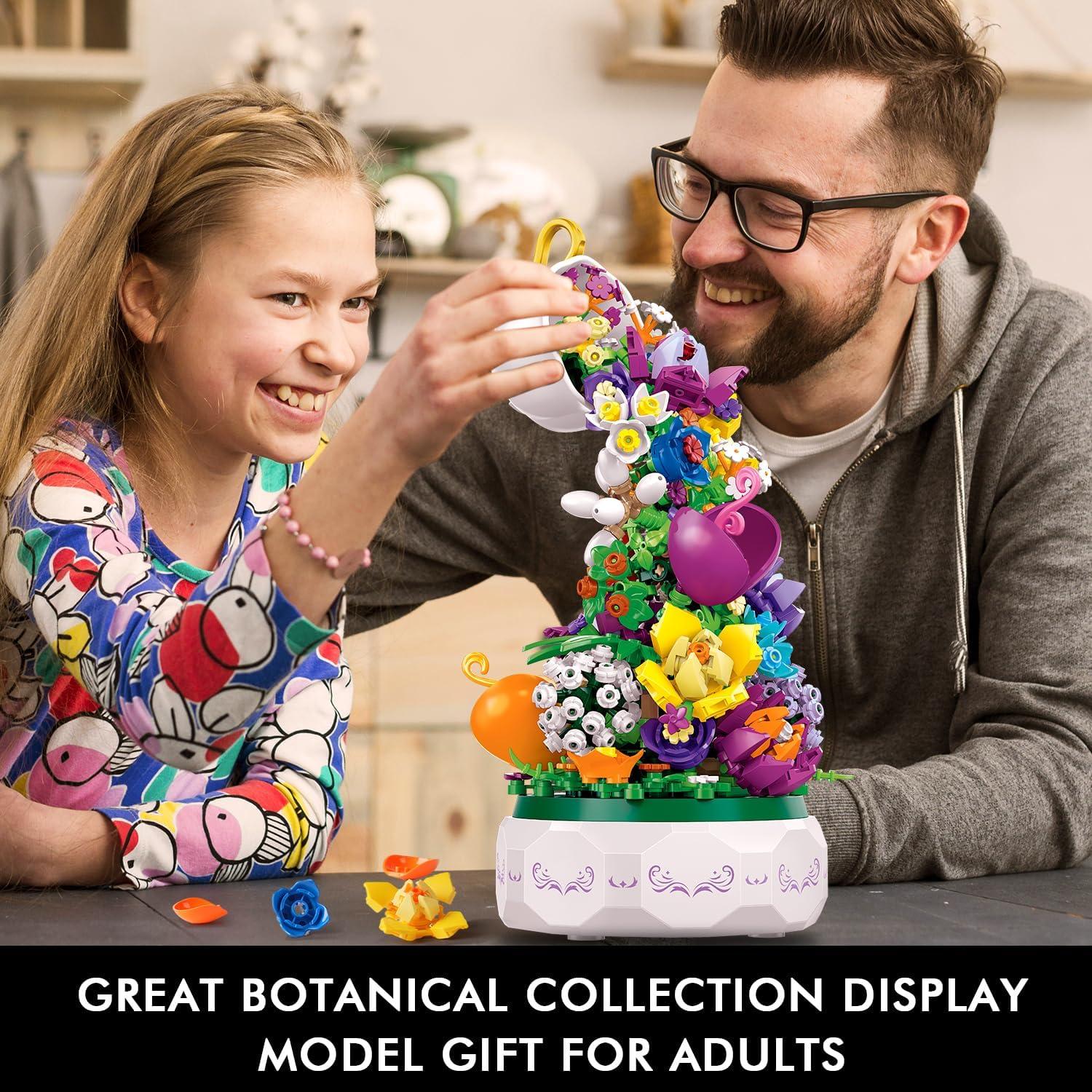 Blumen Spieluhr Bausatz mit LED Licht - 571 Teile für Kinder
