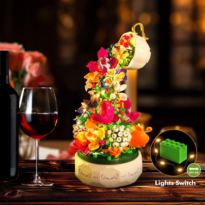 Blumen Spieluhr Bausatz LED Licht 571 Teile rotierende Spieluhr Kinder