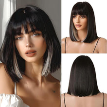 Schwarze Bob Perücke mit Pony Synthetisches Haar für Cosplay
