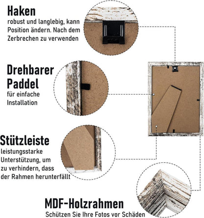 20er Set Bilderrahmen 10x15cm aus MDF und Acrylglas - Weiß - Hochwertige