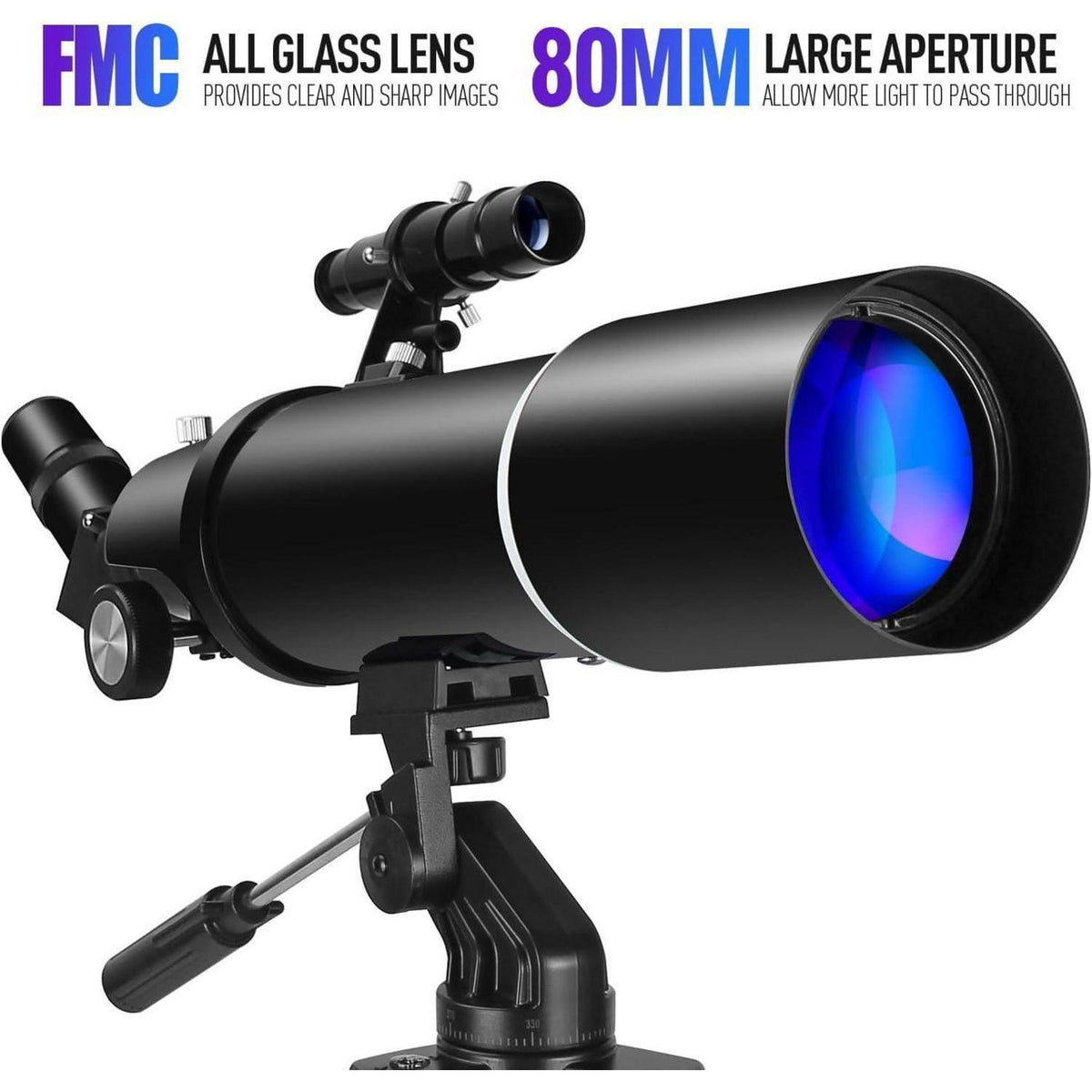 80mm Astronomie Teleskop für Anfänger & Reisen mit Stativ