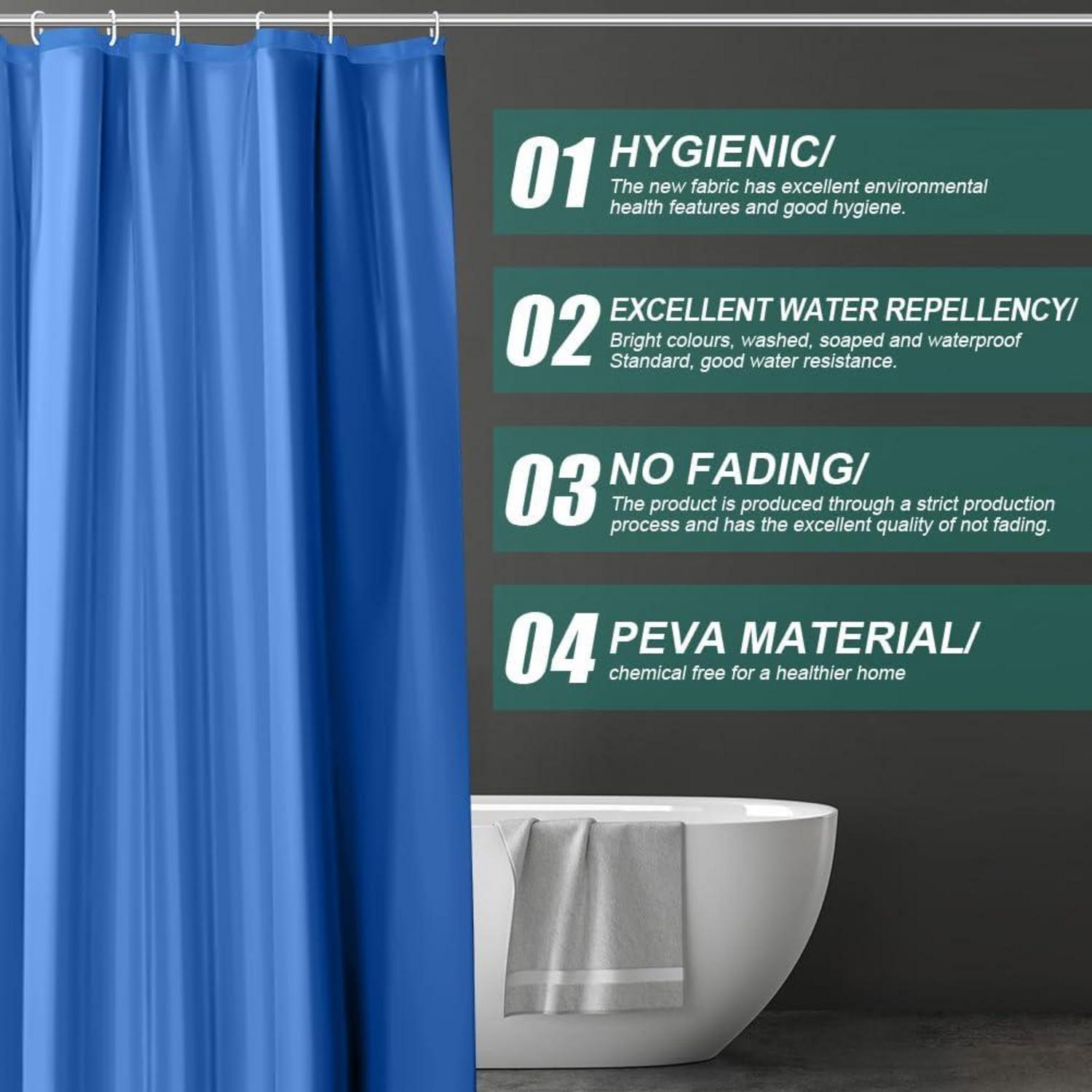 URAQT Duschvorhang Anti-schimmel Wasserdicht PEVA 180x180 cm Navy Blau