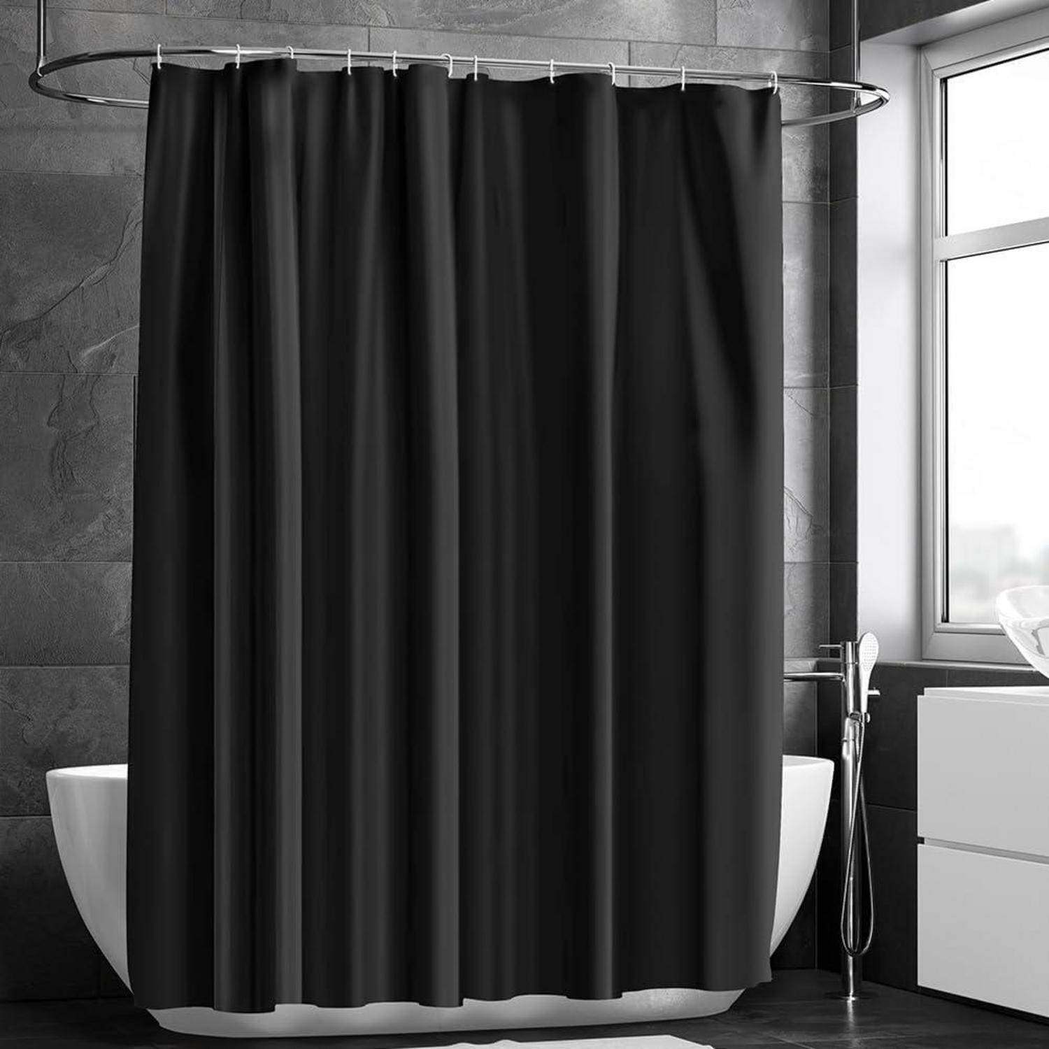 URAQT Duschvorhang PEVA Wasserdicht 180x180cm 12 Duschvorhangringe Schwarz