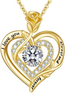 Moissanite Herz Halskette Silber 925 Gold Rosegold 1 Karat Doppel Herz
