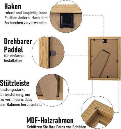 Kollyseek Bilderrahmen Set 20er 10x15cm MDF Holz Acrylglas Portraitrahmen