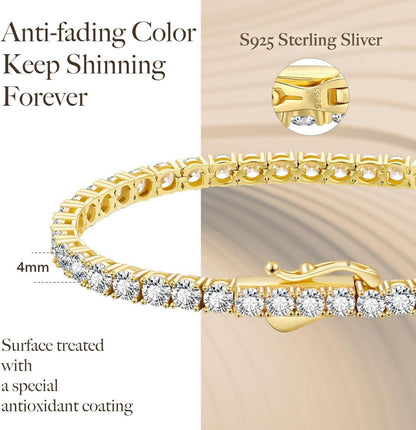Tennisarmband Silber 925 Zirkonia Kristall Iced Out 4mm 17.8cm
