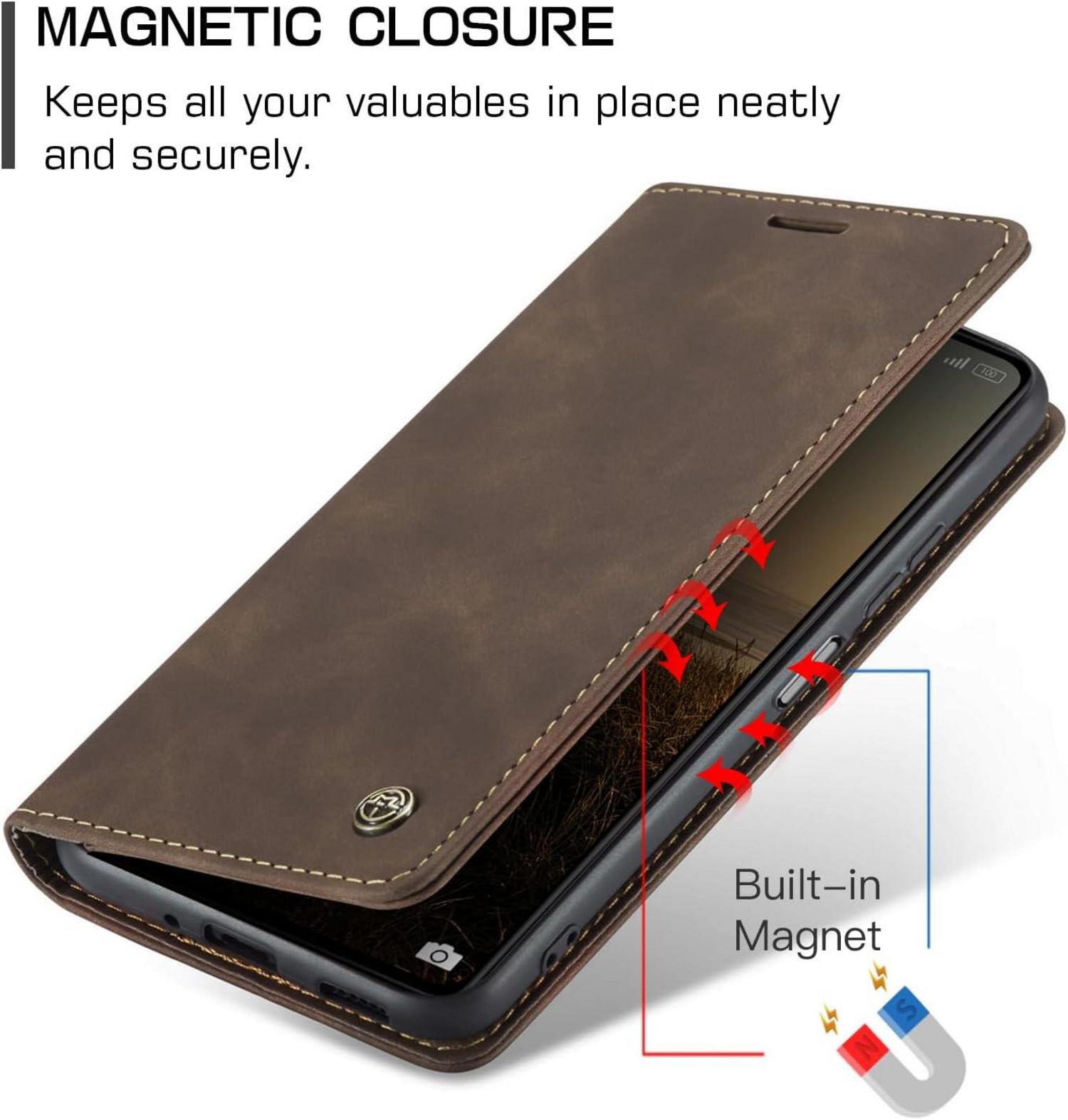 Handyhülle Xiaomi Redmi 13C Premium Lederhülle Kaffee
