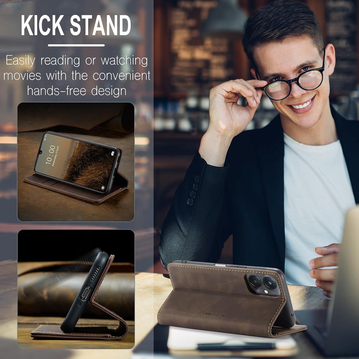 Handyhülle Xiaomi Redmi 13C Lederhülle Klappbar Flip Case Magnet