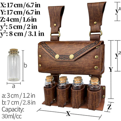 Mittelalterliche Alchemie Gürteltasche mit Zaubertrank Fläschchen