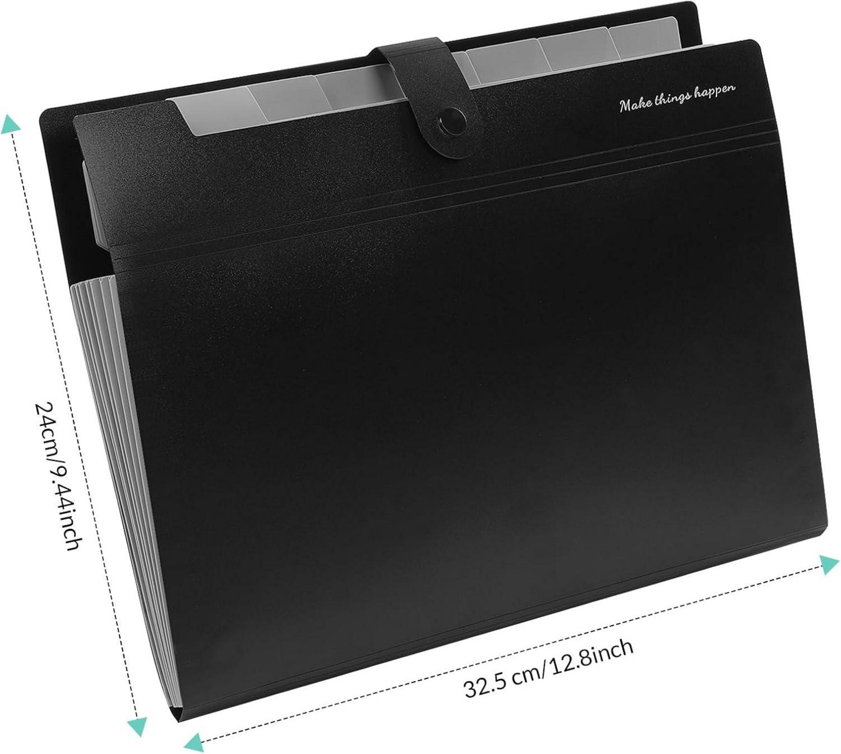 KONVINIT Dokumentenmappe A4 mit 7 Fächern und 8 Taschen schwarz