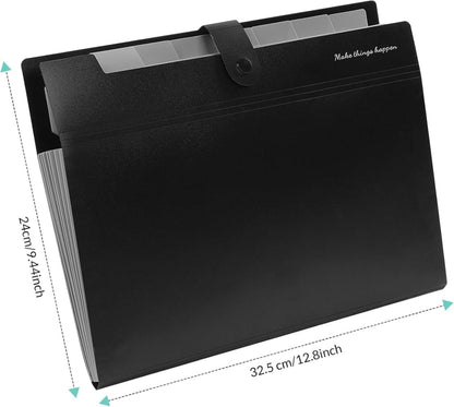 KONVINIT Dokumentenmappe A4 mit 7 Fächern und 8 Taschen schwarz