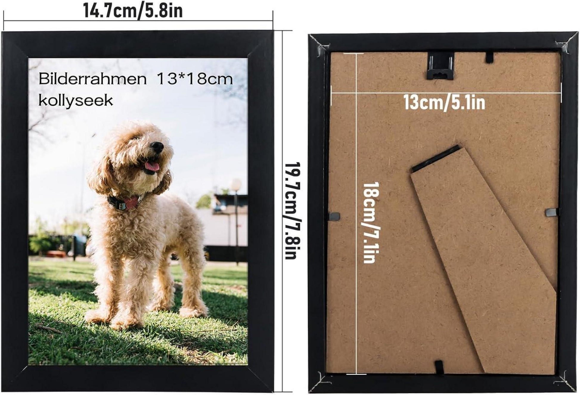 Kollyseek Bilderrahmen Set 13x18 cm Schwarz Acrylglas