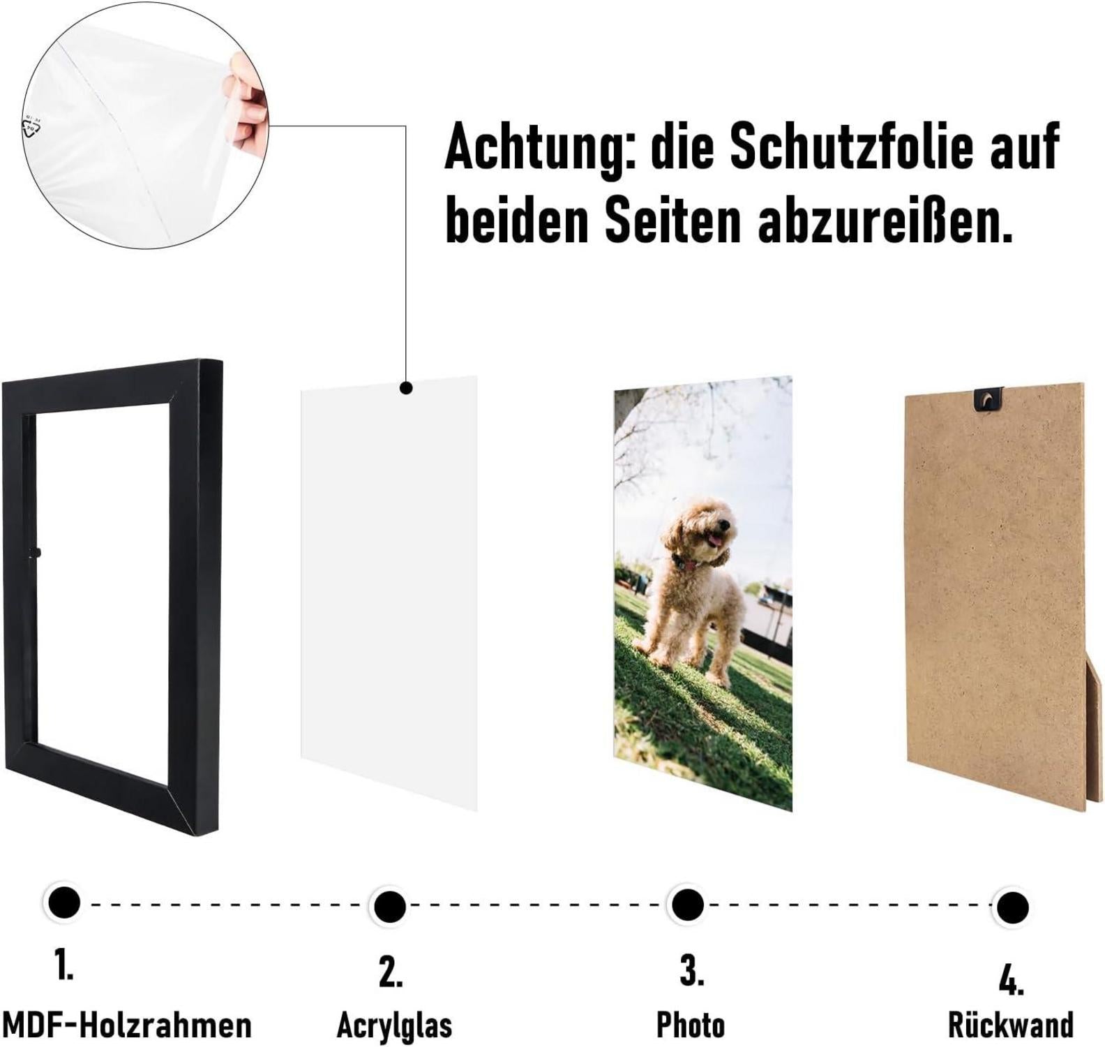 Kollyseek 20er Set Bilderrahmen 13x18 cm Schwarz Acrylglas Portraitrahmen