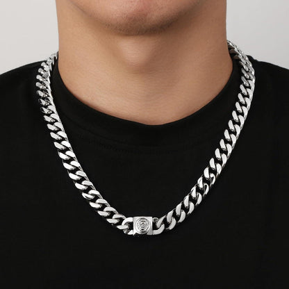 Herren Panzerkette mit Löwe Kopf Verschluss, 18K Gold