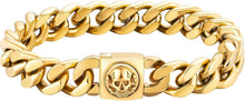 Goldbeschichtetes Herren Armband mit Löwenkopf Totenkopf-Verschluss