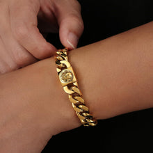 Herren Armband mit Löwe Totenkopf Verschluss 18K Gold
