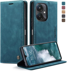 Handyhülle Xiaomi Redmi 13C Leder Flip Case Blaugrün