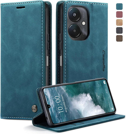 Handyhülle Xiaomi Redmi 13C Leder Flip Case Blaugrün