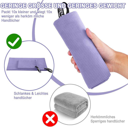 Mikrofaser Handtuch Set 3-teilig Schnelltrocknend Gestreift Lila