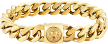 12mm Herren Armband Löwe/Totenkopf Verschluss Panther Cuban Link Gold