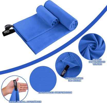 Mikrofaser Strandtuch Set - Großes Badetuch + 2 Kleine Handtücher
