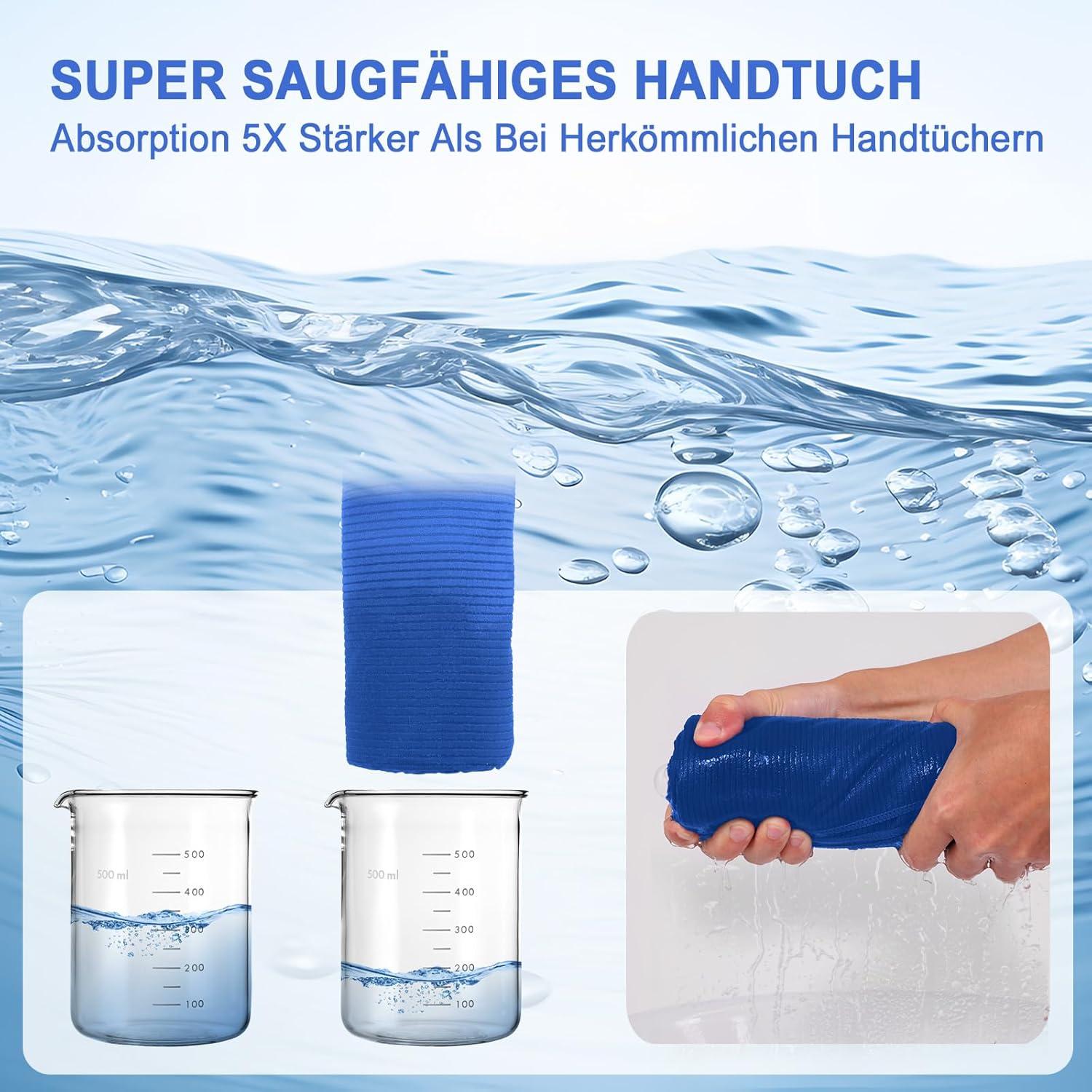 Mikrofaser Handtuch Set 3er Blau 160x80cm + 2x 80x40cm Strandtuch