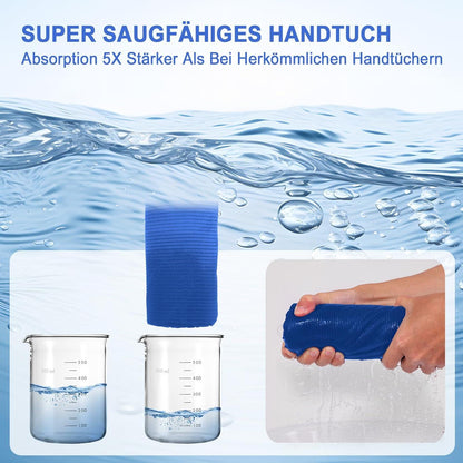 Mikrofaser Handtuch Set 3er Blau 160x80cm + 2x 80x40cm Strandtuch