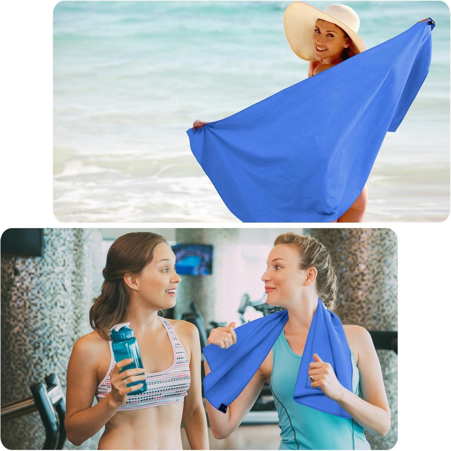 Mikrofaser Handtuch Set 3er Blau 160x80cm + 2x 80x40cm Strandtuch