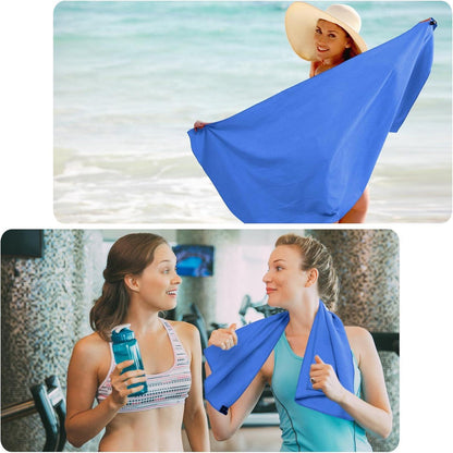 Mikrofaser Handtuch Set 3er Blau 160x80cm + 2x 80x40cm Strandtuch