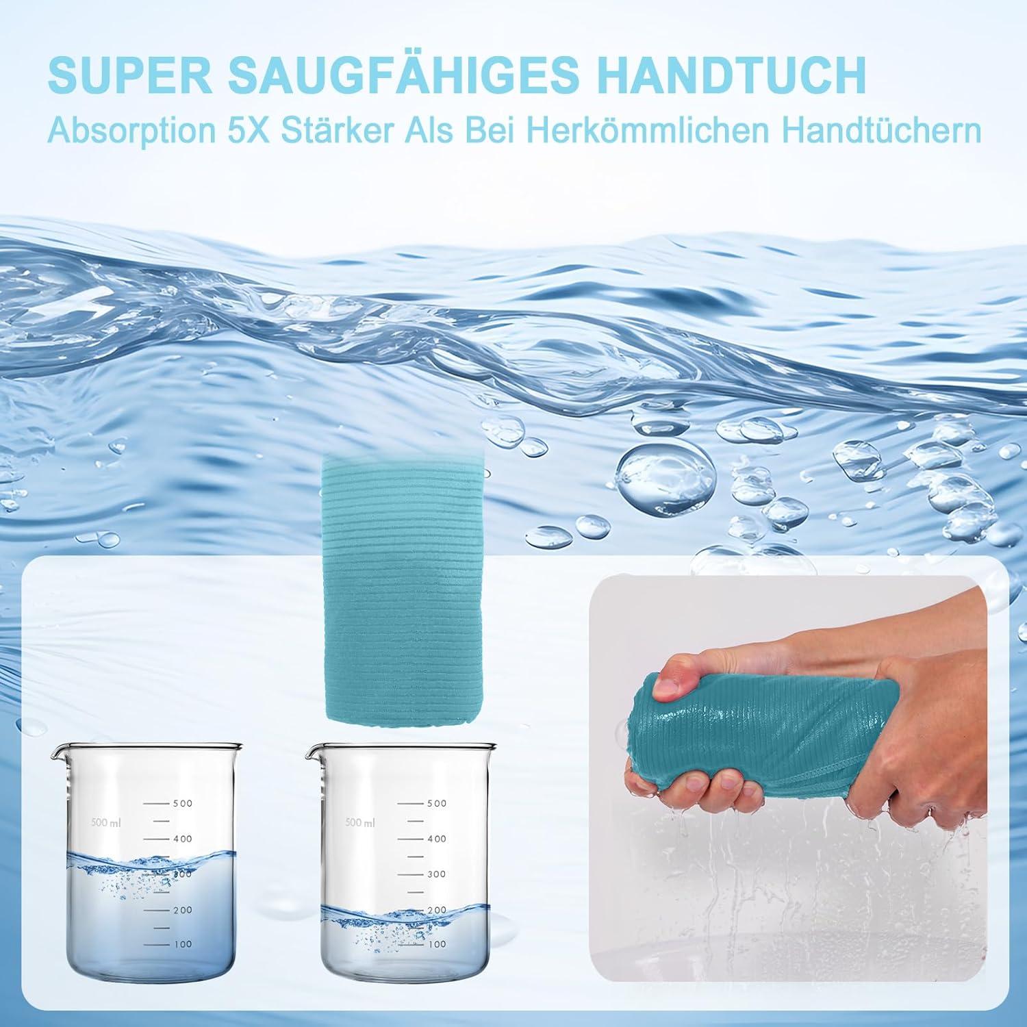 ZYXBBD Mikrofaser Handtuch 3er Set 160x80cm 80x40cm Blau Gestreift
