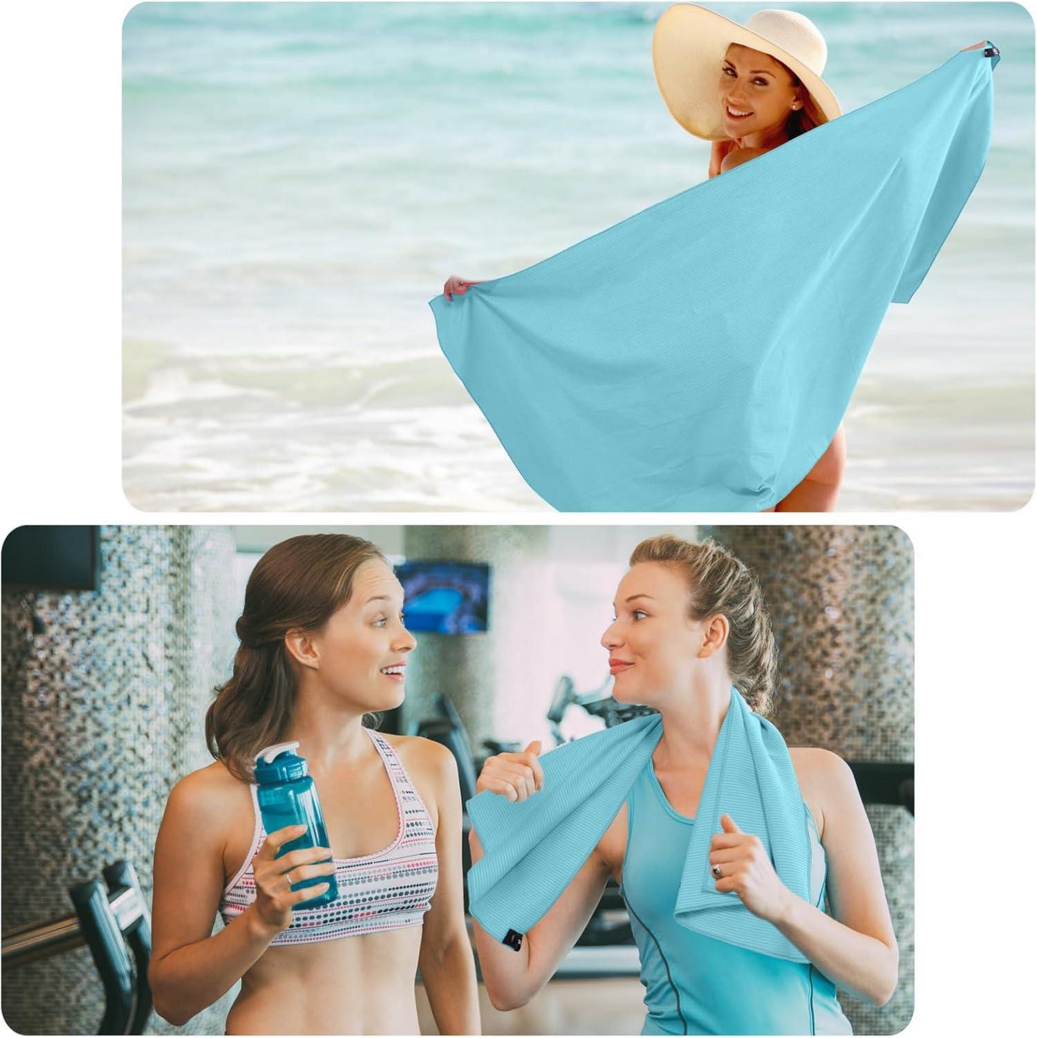 ZYXBBD Mikrofaser Handtuch 3er Set 160x80cm 80x40cm Blau Gestreift