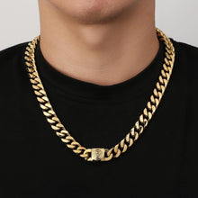 12mm Herren Panzerkette mit Löwe Verschluss, 18K Gold