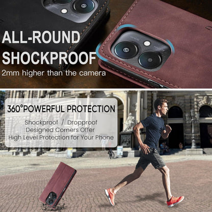 Handyhülle Xiaomi Redmi 13C Leder Flip Case Standfunktion Weinrot