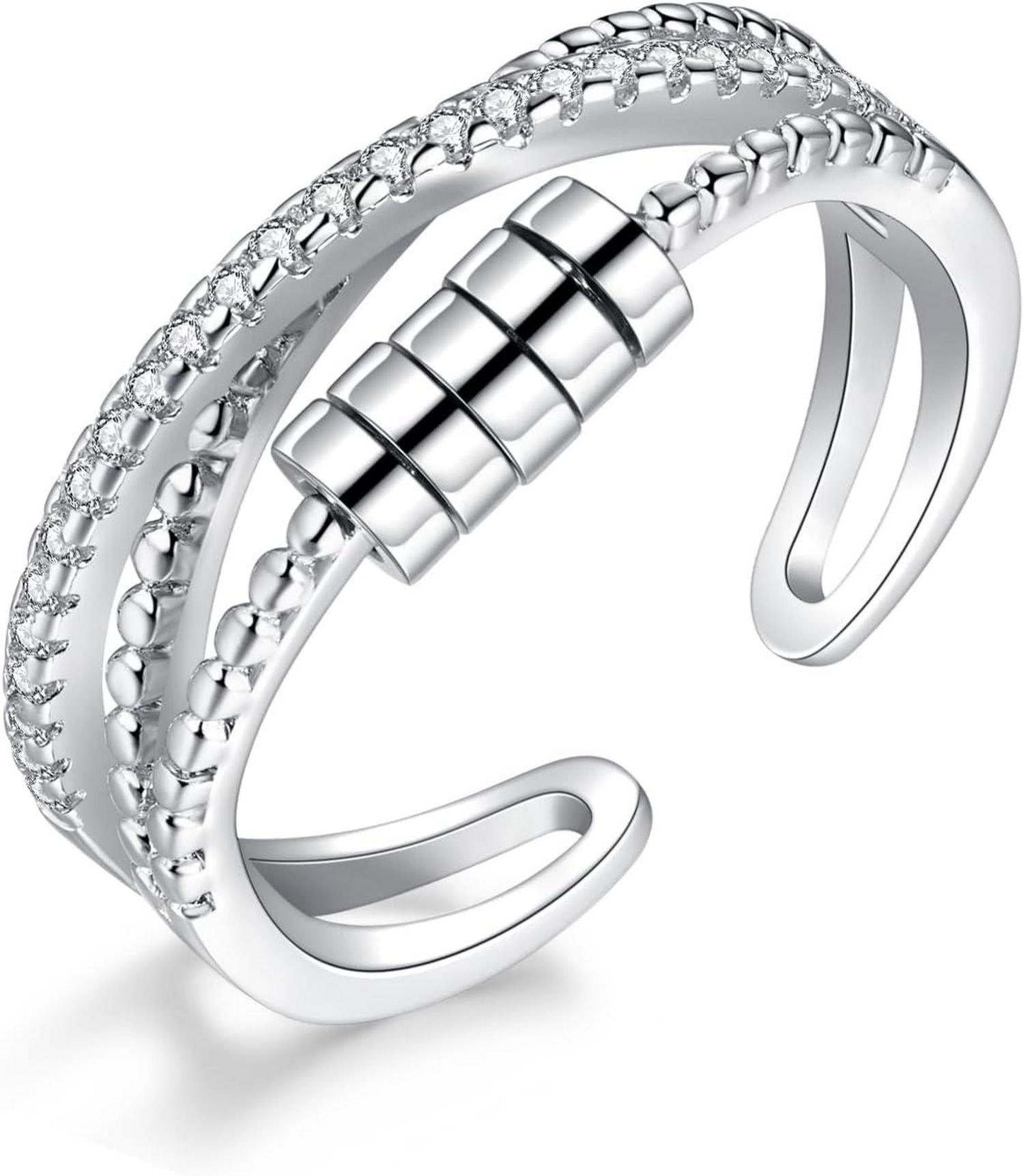 Silber Angst Stressring 925 Sterlingsilber Fidget Ring