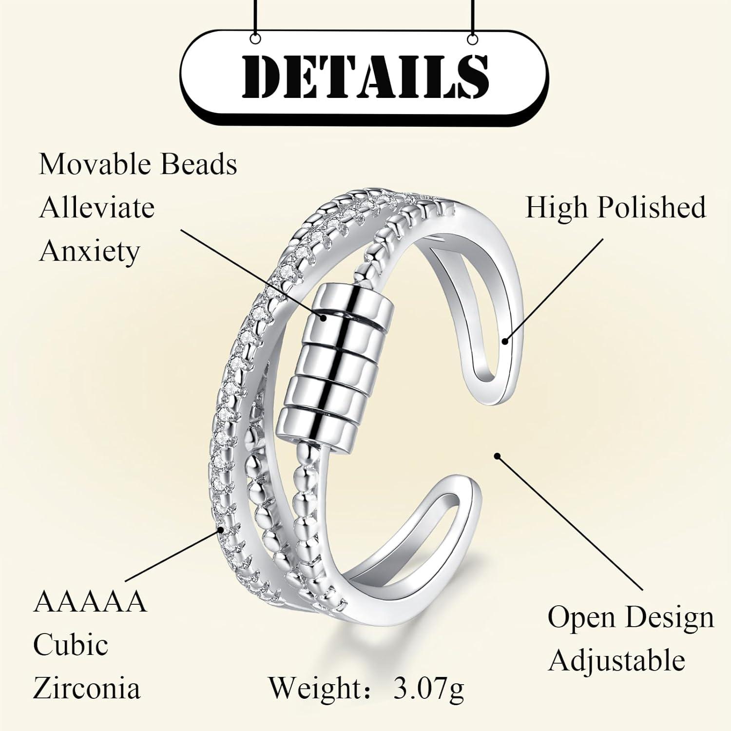 Silber Angst Ring 925 Sterling Silber Anti Stressring Fidget