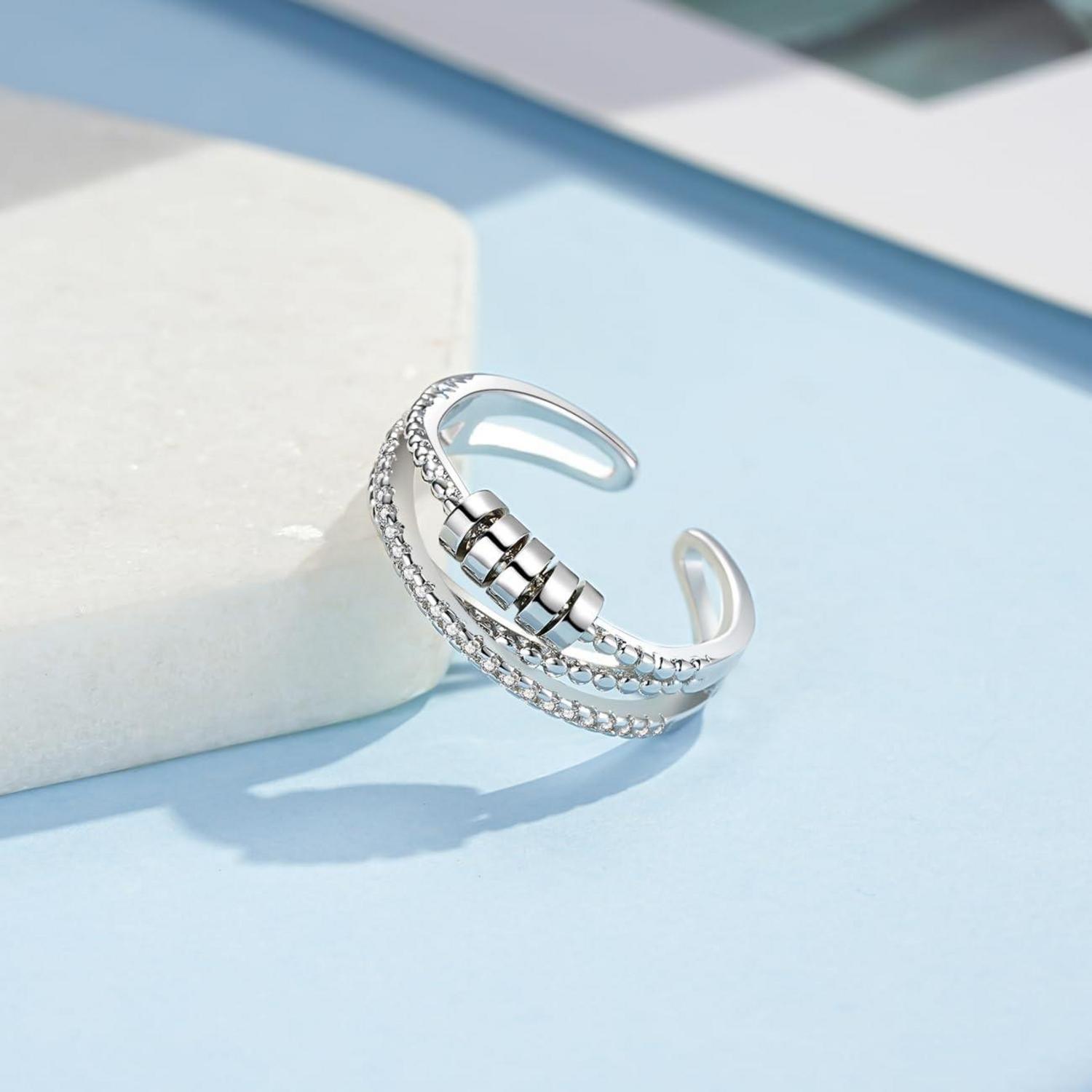 Silber Angst Stressring 925 Sterlingsilber Fidget Ring