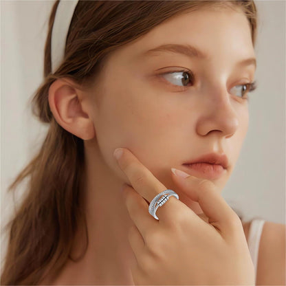 Sterling Silber Angst Ring für Damen Mädchen - Einstellbarer Anti Stress Fidget Ring