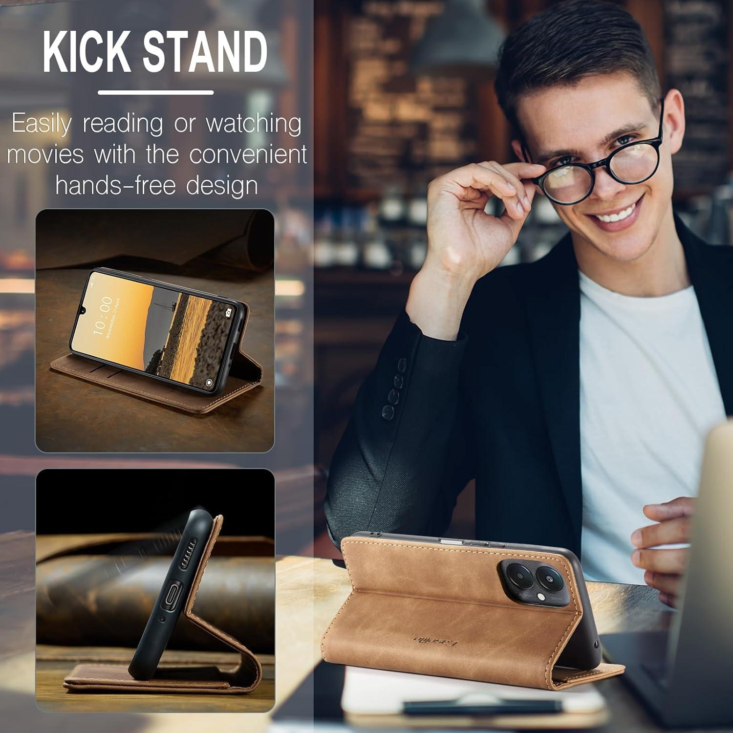 Handyhülle Xiaomi Redmi 13C Premium Lederhülle Braun